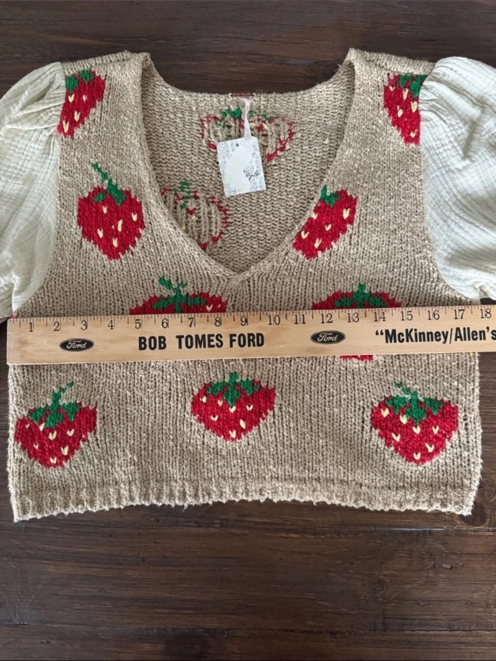 NWT Free People Strawberry Jam Mixed-Media Crop Top Size S - Picture 4 of 13